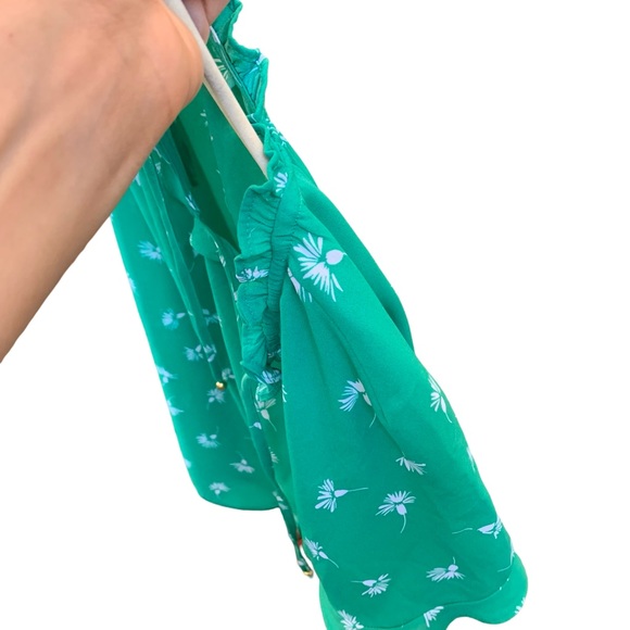 NWT Liz Claiborne Plus Split Tie Neck Short Sleeve Blouse Ditsy Floral Spring - Picture 14 of 16